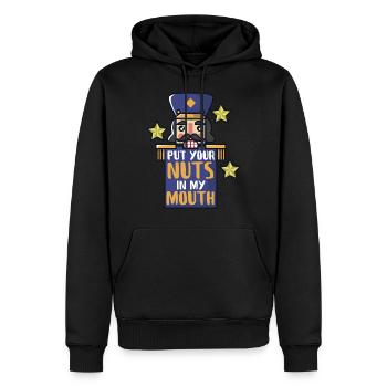 Casse-noix craque les noix - Sweat à capuche Premium bio Homme - noir - Devant - Nico (187cm)