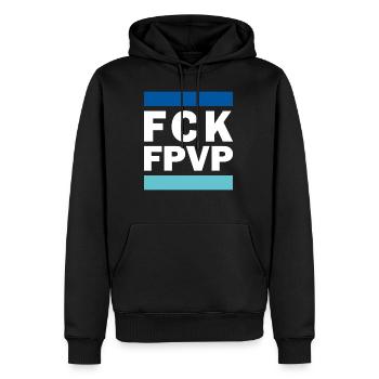 FCK FPVP Türkis Blau Hell - Männer Premium Bio Hoodie - Schwarz - Vorne - Nico (187cm)