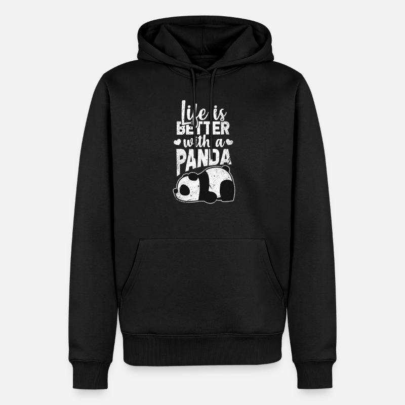Panda - Männer Premium Bio Hoodie - Schwarz