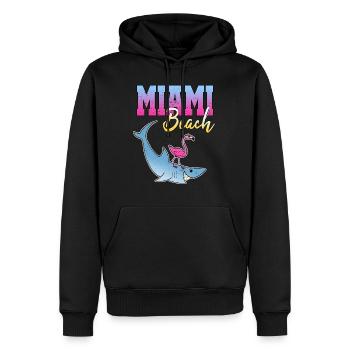 Miami Beach Hai Flamingo Strand Urlaub Geschenk - Männer Premium Bio Hoodie - Schwarz - Vorne - Nico (187cm)
