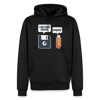 Cadeau de mémoire USB de disquette d'ordinateur - Sweat à capuche Premium bio Homme - noir - Devant - Nico (187cm)