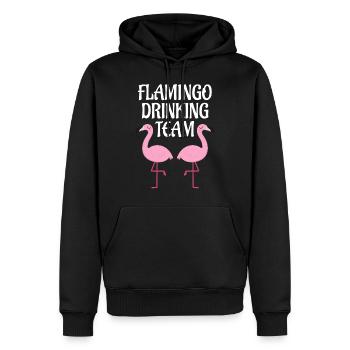 FLAMINGO DRINKING TEAM Party Alkohol Sekt Wein - Männer Premium Bio Hoodie - Schwarz - Vorne - Nico (187cm)