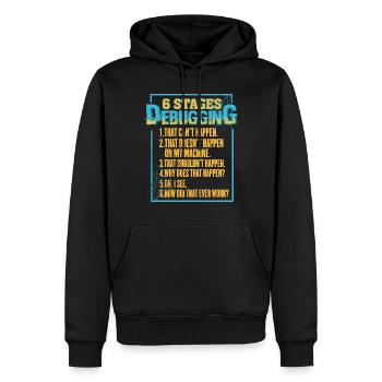 6 Stufen des Debuggings Geek Programmierer Nerd - Männer Premium Bio Hoodie - Schwarz - Vorne - Nico (187cm)