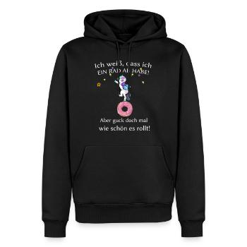 Ich weiß dass ich ein Rad ab habe! aber guck doch - Männer Premium Bio Hoodie - Schwarz - Vorne - Nico (187cm)