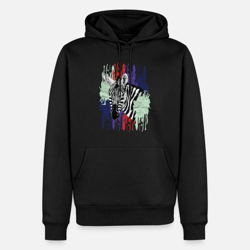 Animal Print - Zebra - Sweat à capuche Premium bio Homme - noir