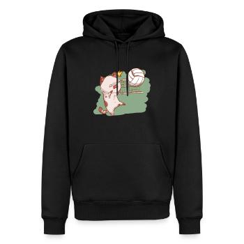 Volleyball chat volley ball chaton sport - Sweat à capuche Premium bio Homme - noir - Devant - Nico (187cm)