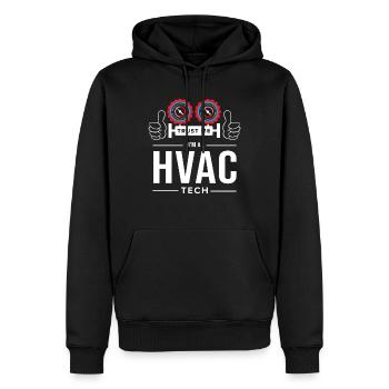 Technicien CVC Hvac Tech Chauffage Ventilation - Sweat à capuche Premium bio Homme - noir - Devant - Nico (187cm)