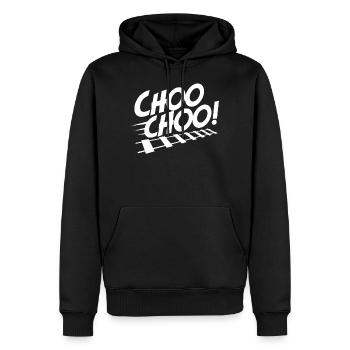 chemin de fer - Sweat à capuche Premium bio Homme - noir - Devant - Nico (187cm)