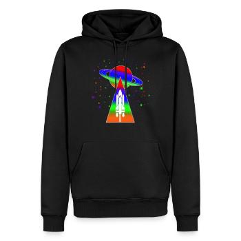 Saturne - Sweat à capuche Premium bio Homme - noir - Devant - Nico (187cm)