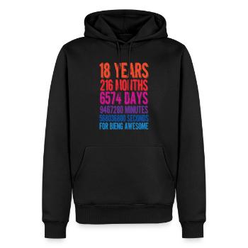 Cadeau de 18 ans - Sweat à capuche Premium bio Homme - noir - Devant - Nico (187cm)