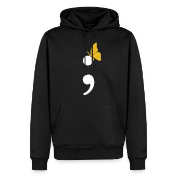 Projet de cadeau de suicide de papillon de point-virgule - Sweat à capuche Premium bio Homme - noir - Devant - Nico (187cm)