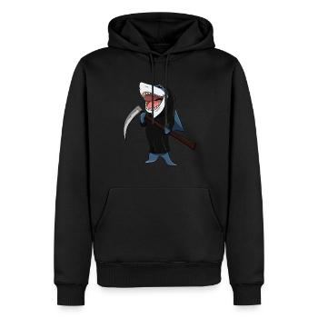 Vater Hai - Männer Premium Bio Hoodie - Schwarz - Vorne - Nico (187cm)