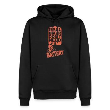 Vélo sans batterie pour les vrais motards - Sweat à capuche Premium bio Homme - noir - Devant - Nico (187cm)