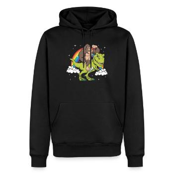 Affe Gorilla Reitet Auf T-Rex Dinausaurier - Männer Premium Bio Hoodie - Schwarz - Vorne - Nico (187cm)