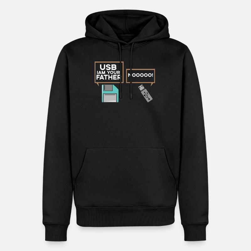 USB I am Your Father Nerd Computer IT Geek - Männer Premium Bio Hoodie - Schwarz