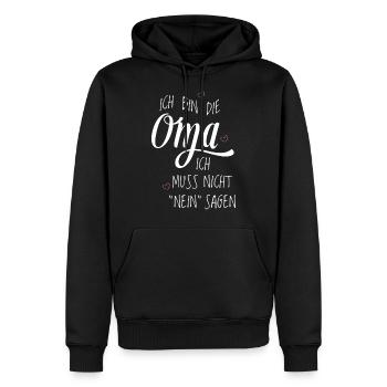 ich bin die oma ich muss nicht nein sagen - Männer Premium Bio Hoodie - Schwarz - Vorne - Nico (187cm)