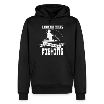 Angel Therapie Experten-T-Shirt zum Fischen - Männer Premium Bio Hoodie - Schwarz - Vorne - Nico (187cm)