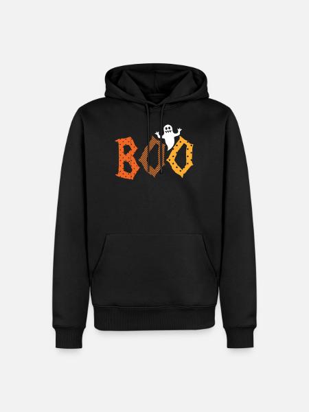 Boo, Gespenst, Geist, Halloween - Männer Premium Bio Hoodie - Schwarz