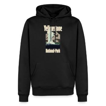 Yellowstone National Park Hirsch Berge Geysir - Männer Premium Bio Hoodie - Schwarz - Vorne - Nico (187cm)