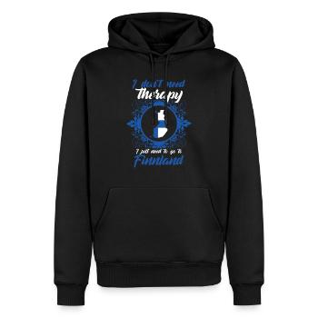 Therapie Finnland Helsinki Europa GEschenk - Männer Premium Bio Hoodie - Schwarz - Vorne - Nico (187cm)