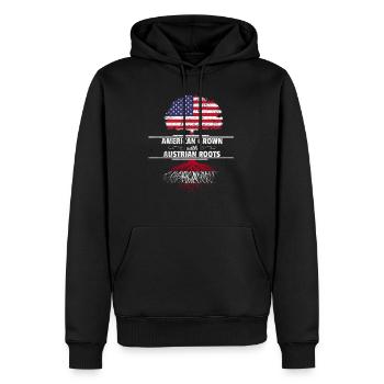 Österreich Wurzeln Amerika USA Flagge Geburt Baum - Männer Premium Bio Hoodie - Schwarz - Vorne - Nico (187cm)