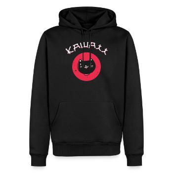 Vintage Japanese Cat "Kawaii" Anime T-Shirt - Männer Premium Bio Hoodie - Schwarz - Vorne - Nico (187cm)