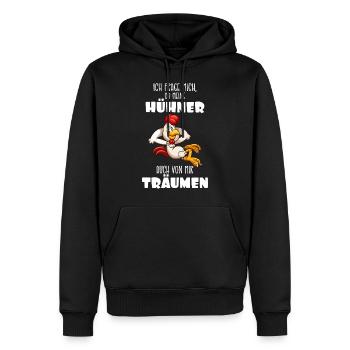 Rêve de poulets - Sweat à capuche Premium bio Homme - noir - Devant - Nico (187cm)