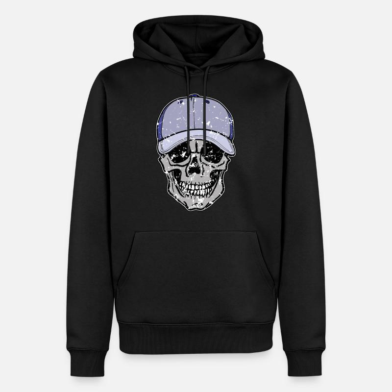 Totenkopf - mit Kappe - Männer Premium Bio Hoodie - Schwarz