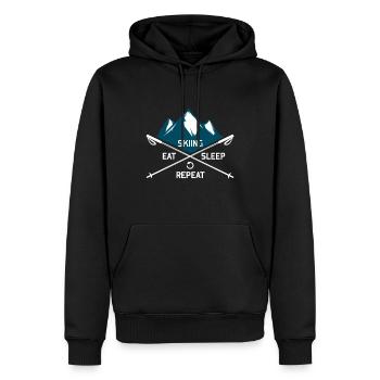 Ski Eat Sleep Repeat - Männer Premium Bio Hoodie - Schwarz - Vorne - Nico (187cm)