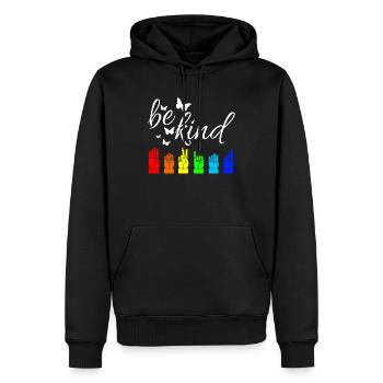 Langue des signes de la langue des signes ASL - Sweat à capuche Premium bio Homme - noir - Devant - Nico (187cm)