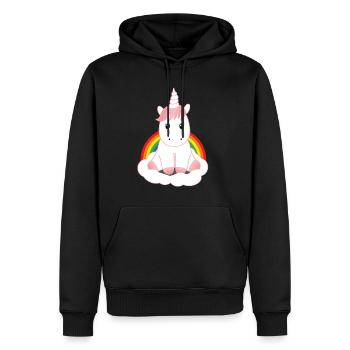 Licorne mignonne - Sweat à capuche Premium bio Homme - noir - Devant - Nico (187cm)