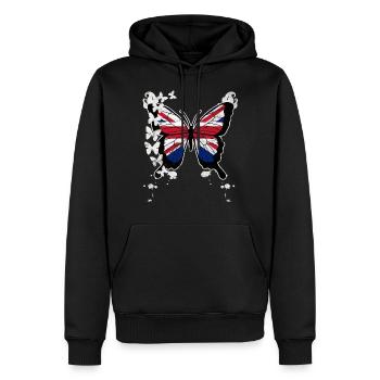 Schmetterling Union Jack - Männer Premium Bio Hoodie - Schwarz - Vorne - Nico (187cm)