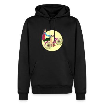 Vélo - vélo vélo - Sweat à capuche Premium bio Homme - noir - Devant - Nico (187cm)