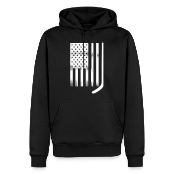 USA Flag White Hockey Stick - Men’s Premium Organic Hoodie - black - Front - Nico (187cm)