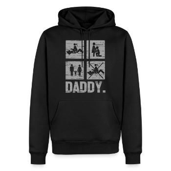 Papa grossesse - Sweat à capuche Premium bio Homme - noir - Devant - Nico (187cm)