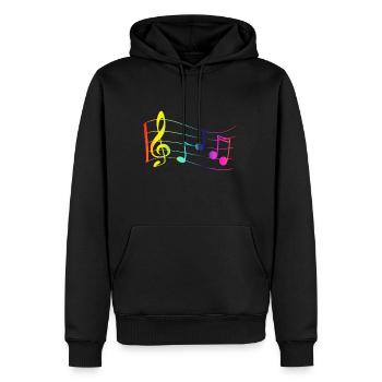 Partitions - Musique - Sweat à capuche Premium bio Homme - noir - Devant - Nico (187cm)