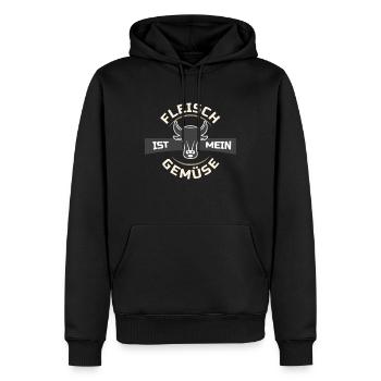 Viande légumes boeuf steak alimentaire carnivore dessin animé - Sweat à capuche Premium bio Homme - noir - Devant - Nico (187cm)