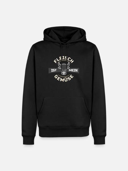 Kødgrøntsager oksekød bøf mad kødædende tegneserie - Herre Premium økologisk hoodie - sort