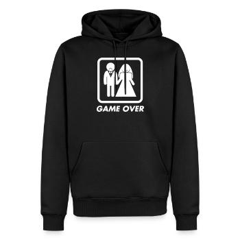 célibataire - Sweat à capuche Premium bio Homme - noir - Devant - Nico (187cm)