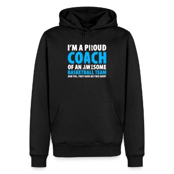 Je suis un fier entraîneur d'une équipe de basket impressionnante - Sweat à capuche Premium bio Homme - noir - Devant - Nico (187cm)