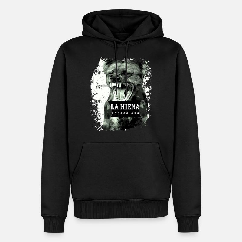 Hyène - Sweat à capuche Premium bio Homme - noir