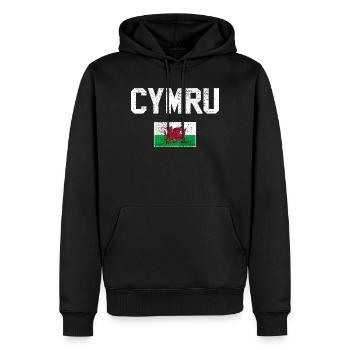 Drapeau du Pays de Galles Vintage - Sweat à capuche Premium bio Homme - noir - Devant - Nico (187cm)