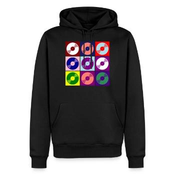 vinyle - Sweat à capuche Premium bio Homme - noir - Devant - Nico (187cm)