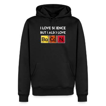 J'adore la science Éléments Bacon Tableau périodique - Sweat à capuche Premium bio Homme - noir - Devant - Nico (187cm)