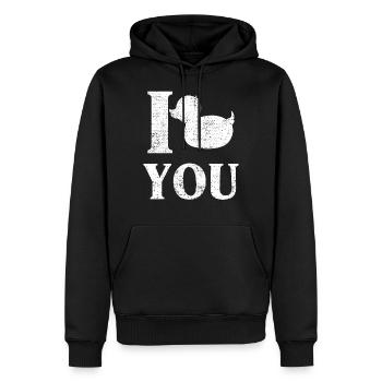 Je te canard - Sweat à capuche Premium bio Homme - noir - Devant - Nico (187cm)
