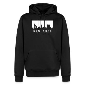 NEW YORK SKYLINE Souvenir - Männer Premium Bio Hoodie - Schwarz - Vorne - Nico (187cm)