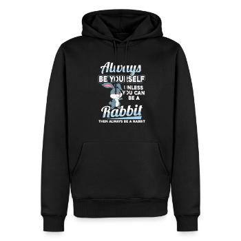 Hase - Männer Premium Bio Hoodie - Schwarz - Vorne - Nico (187cm)
