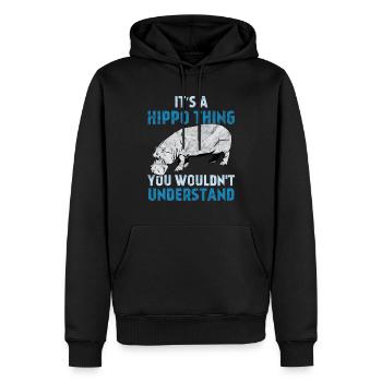 Es ist eine Nilpferd Sache | Hippo - Männer Premium Bio Hoodie - Schwarz - Vorne - Nico (187cm)