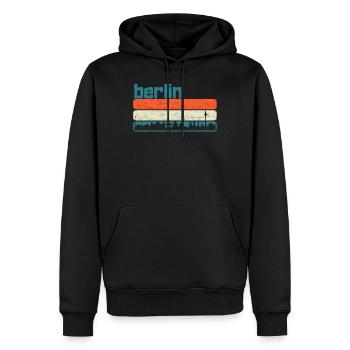 T-shirt Berlin T-shirt Berlin Vintage - Sweat à capuche Premium bio Homme - noir - Devant - Nico (187cm)