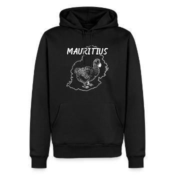 Carte de l’île Maurice et oiseau Dodo - Sweat à capuche Premium bio Homme - noir - Devant - Nico (187cm)